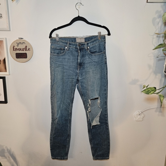 Everlane Y2K Style High-Waist Ripped Skinny Ankle Jeans - Picture 1 of 8